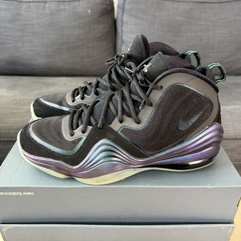 Nike Air Penny 5 Invisibility Cloak Black Teal Purple Basketball Shoes Men's 13